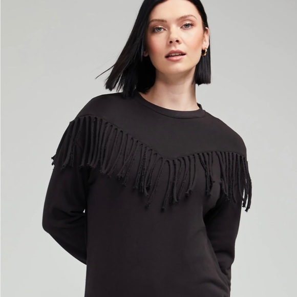 NWT WILDFOX BLACK JAZZ FRINGE SWEATSHIRT XS - Picture 2 of 5